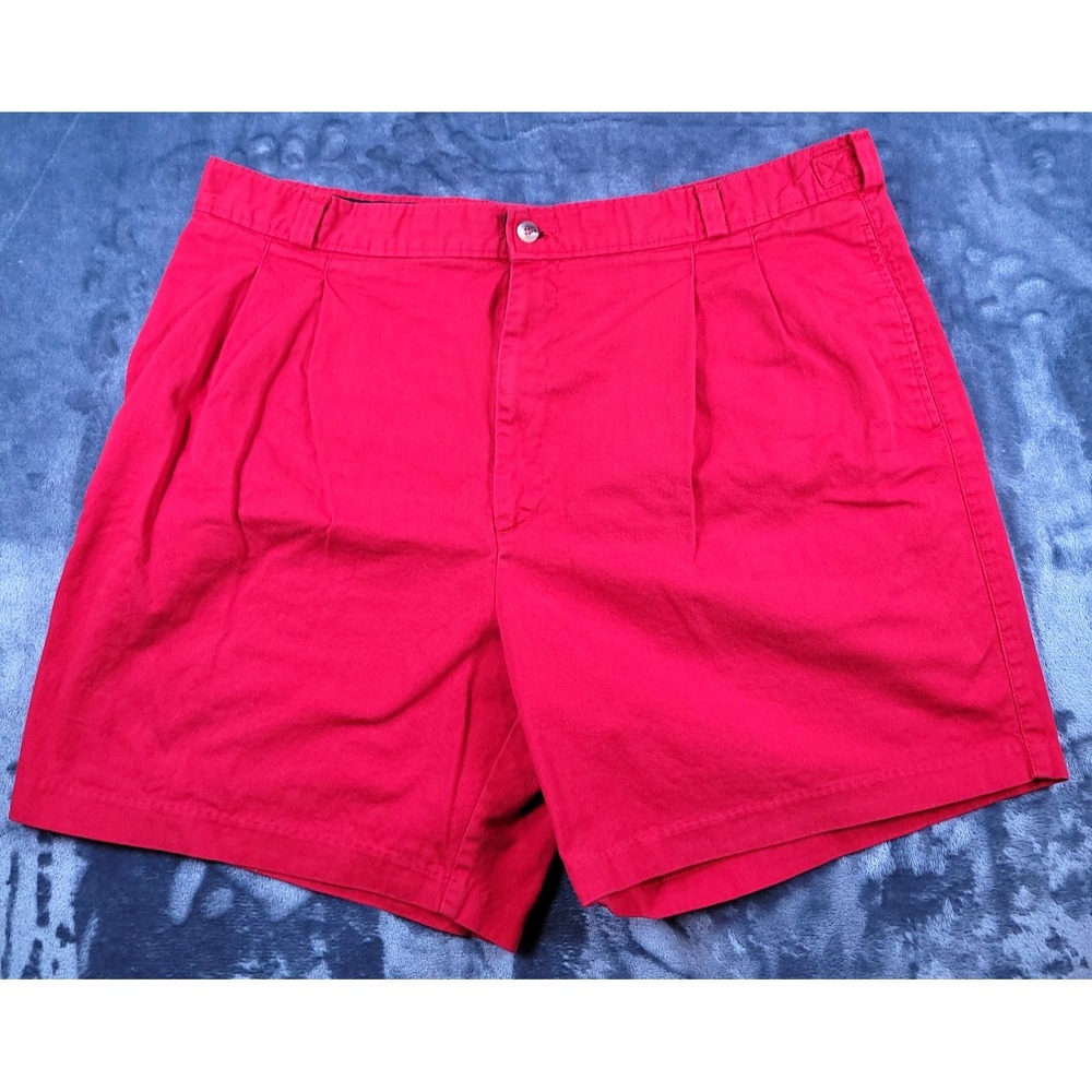 Vintage Jantzen Mens Red Shorts Size 40 Pleated 100%‎ Cotton